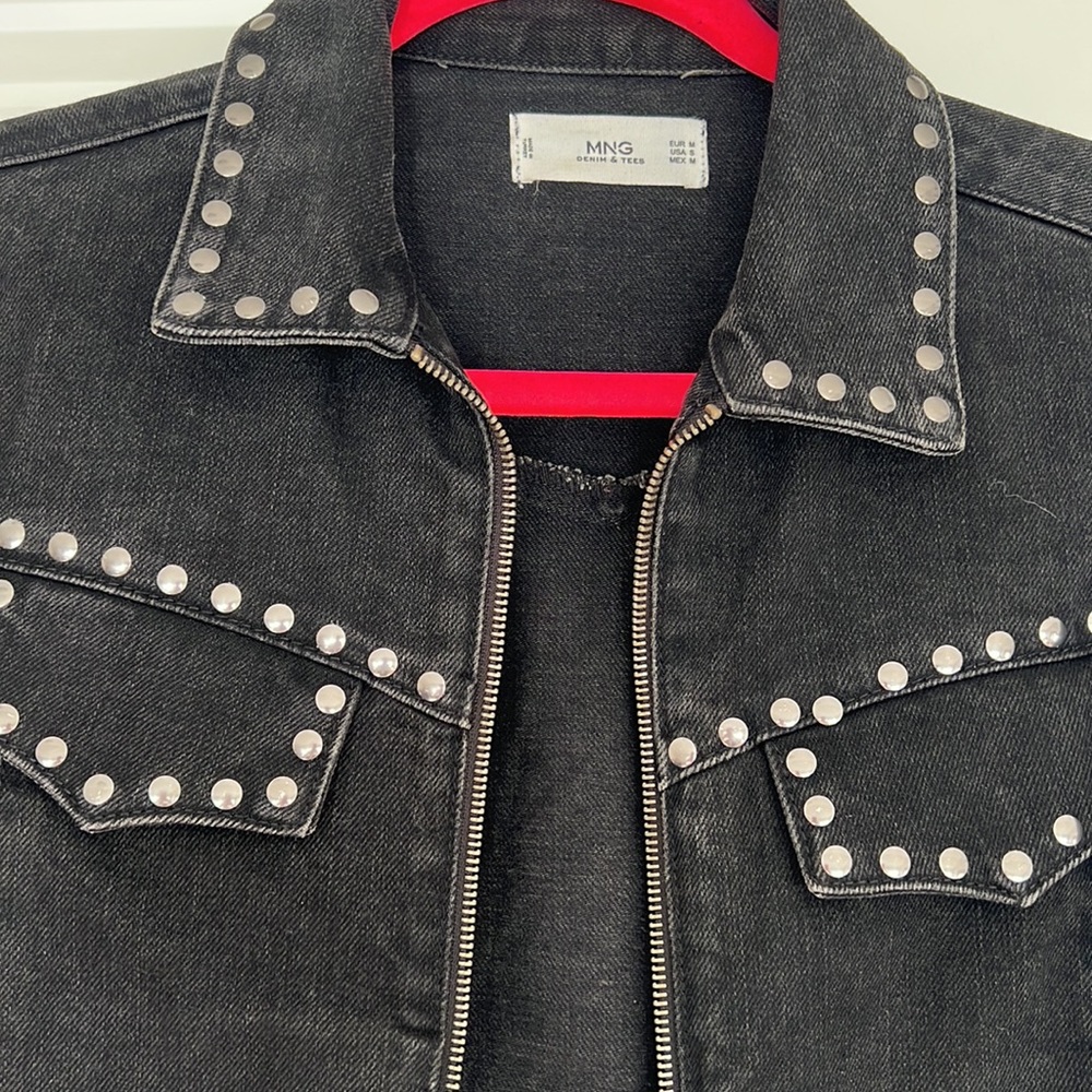 Mango Washed Black Studded Jacket - image 2